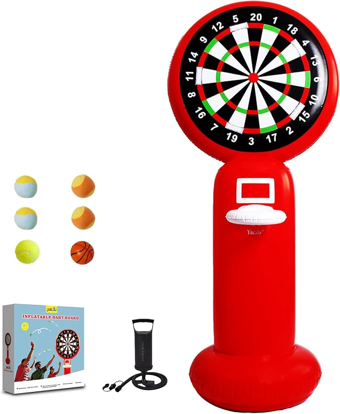 Inflatable Dart Board with Pump,5.6FT Inflatable Games Set with Basketball Hoop Feature,Dart Boards for Adults Kids,Fun Toss Games for Indoor,Outdoor,Backyard&Party Favor-StrideForce Fitness