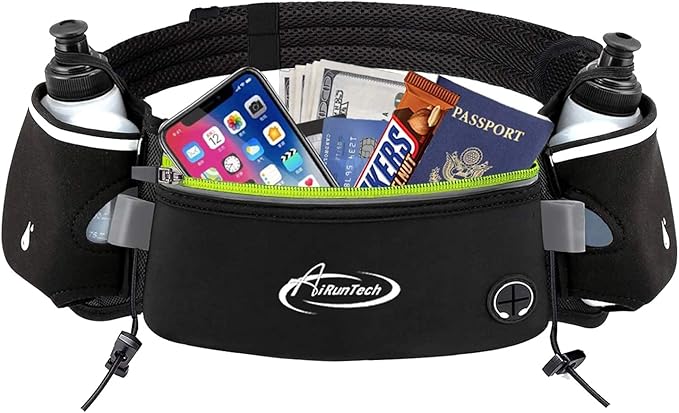 AiRunTech Hydration Running Belt with Water Bottle, Running Fanny Pack for Phone and Wallet Holder, Running Bag Runners Essentials Accessories Marathon Triathlon Walking Jogging Gear Gift-StrideForce Fitness