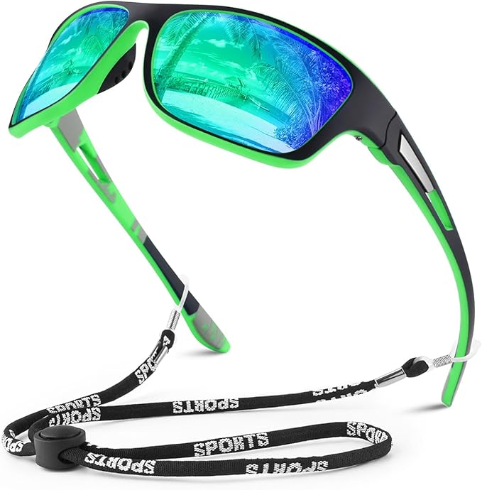 Polarized Sports Sunglasses for Men Women,Fishing Driving Rectangular Goggles UV400 Protection-StrideForce Fitness