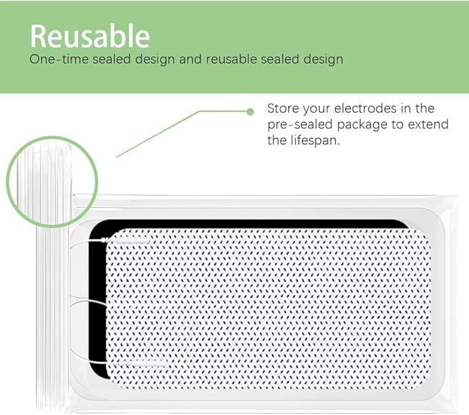 TENS Unit Replacement Pads for Waist and Lower Back Pain Relief 4X8" Large TENS Unit Pads Self-Adhesive Electrode Pads Compatible with TENS 7000, AUVON TENS- 4 Pcs-StrideForce Fitness