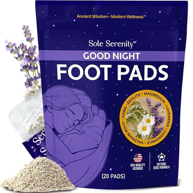 Sole Serenity Foot Pads - Zeolite Mineral, Ginger Root, Wormwood, Bamboo Vinegar, Foot Spa for Tired Feet (Good Night - 1 Pack)-StrideForce Fitness