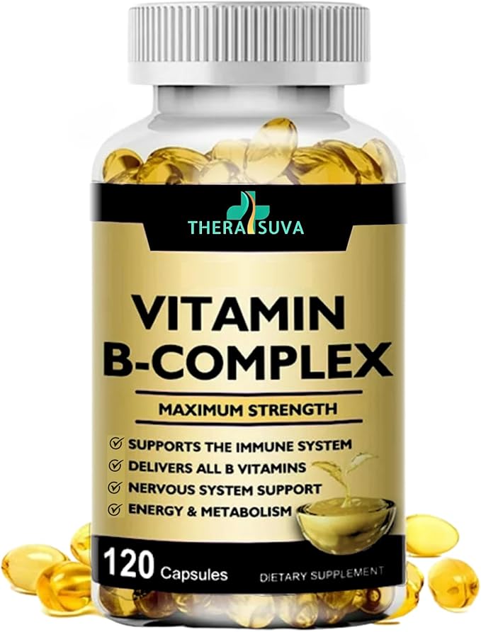 Vitamin B-Complex + CoQ10 + Vitamin C - Max Strength Supplement for Energy, Metabolism Support, 120 Softgels, 60 Day Supply-StrideForce Fitness