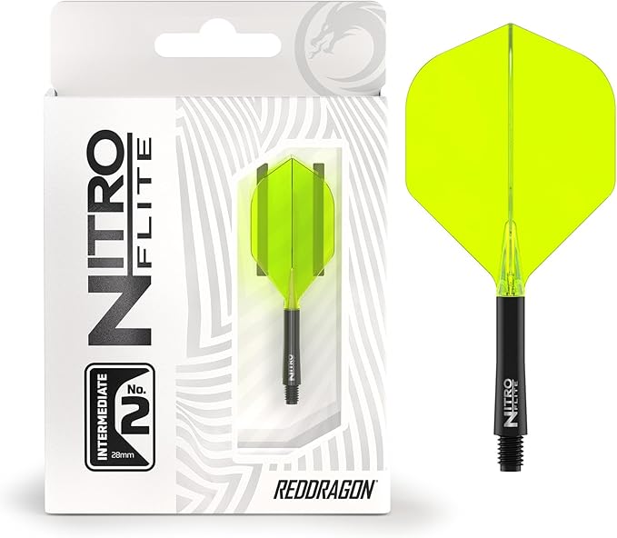 RED DRAGON Darts – Nitro Flite Integrated Flight & Shaft System – No.2 Shape and Design - Available in Short, Intermediate & Medium - Available in Variety of Colours - Professional Darts Accessories-StrideForce Fitness