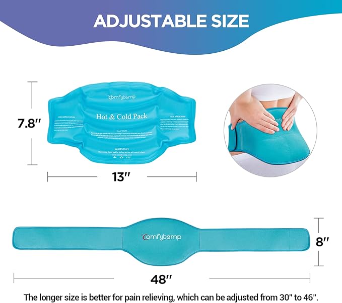 Comfytemp Ice Pack for Lower Back Pain Relief, HSA Approved, Reusable Gel Ice Wrap for Sciatica Nerve Injury, Hot Cold Compress Lumbar Brace for Herniated Disc, Waist Coccyx, Surgery Recovery Items-StrideForce Fitness