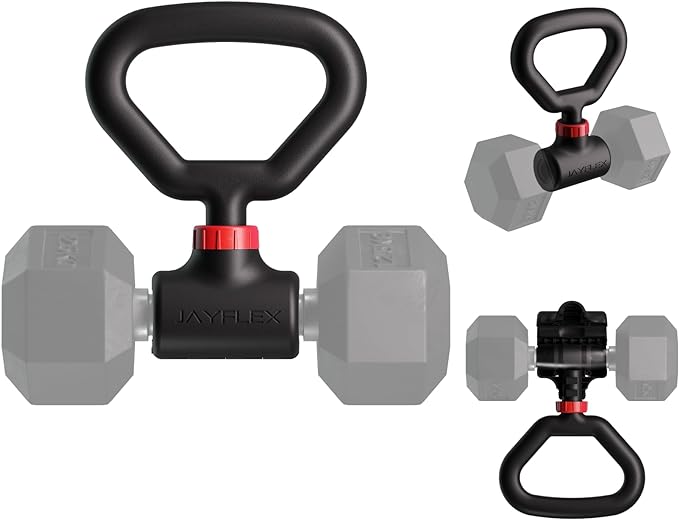 Jayflex Hyperbell Dumbbell Converter - Convert Dumbbells to Barbell Set and Kettlebell for Home Fitness - Adjustable & Up to 200 lb Capacity Weight Barbell for Weight Lifting-StrideForce Fitness