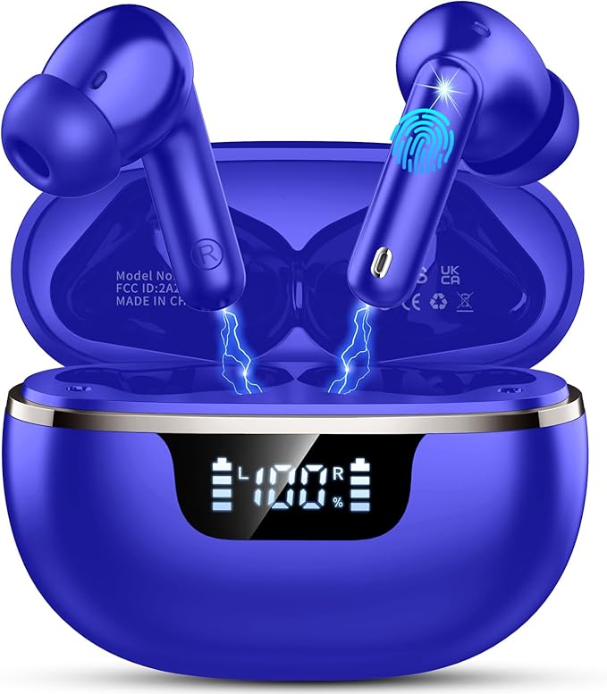 Wireless Earbuds Bluetooth 5.4 Headphones Noise Cancelling, 40H Playtime Bluetooth Ear Bud with Dynamic Drivers Stereo, Sports Earphones Wireless with LED Power Display for Laptop Pad Phones-StrideForce Fitness