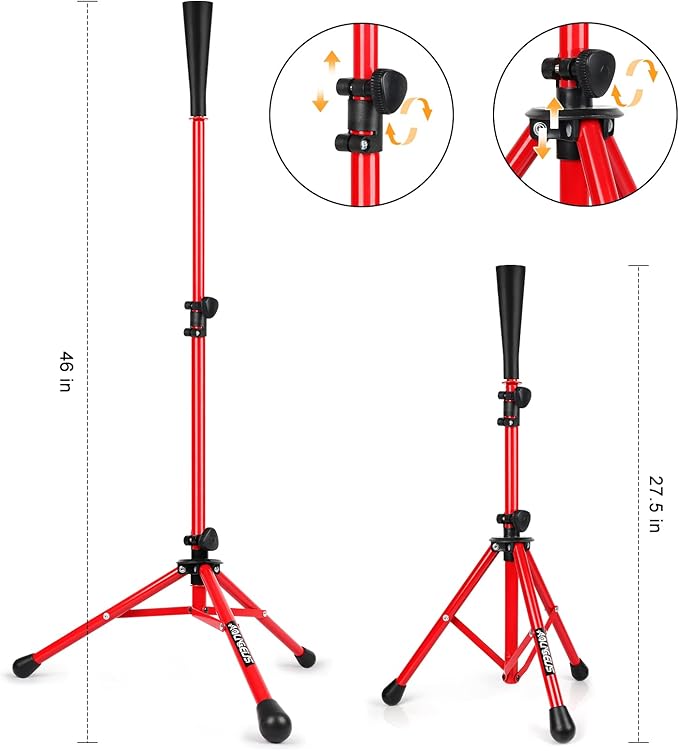Baseball Tee Batting Tee Softball Tee Portable Travel Hitting Tee,Easy Adjustable Height,Stable Tripod Stand-StrideForce Fitness