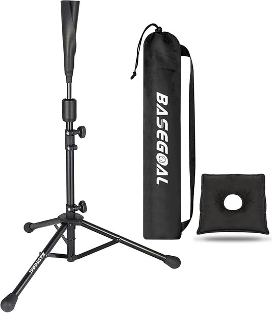 Batting Tee Baseball Tee,Softball Travel Portable Tee Tripod Stand Rubber Tee for Batting Training Practice with Carrying Bag-StrideForce Fitness