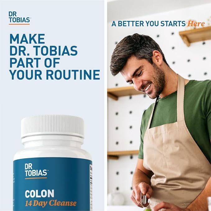Dr. Tobias Colon 14 Day Cleanse, Advanced Gut Cleanse Detox for Women & Men with Cascara Sagrada, Psyllium Husk, Senna Leaf & Probiotics, Non-GMO Colon Cleanse, 2 Bottles of 28 Capsules (1-2 Daily)-StrideForce Fitness