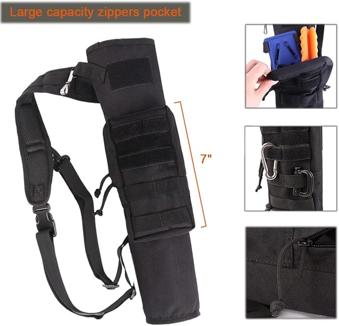 KRATARC Archery Lightweight Back Arrow Quiver Dual Use Foldable Compact Hip Arrows Bag with Molle System Pocket Hanged for Target Shooting Hunting-StrideForce Fitness