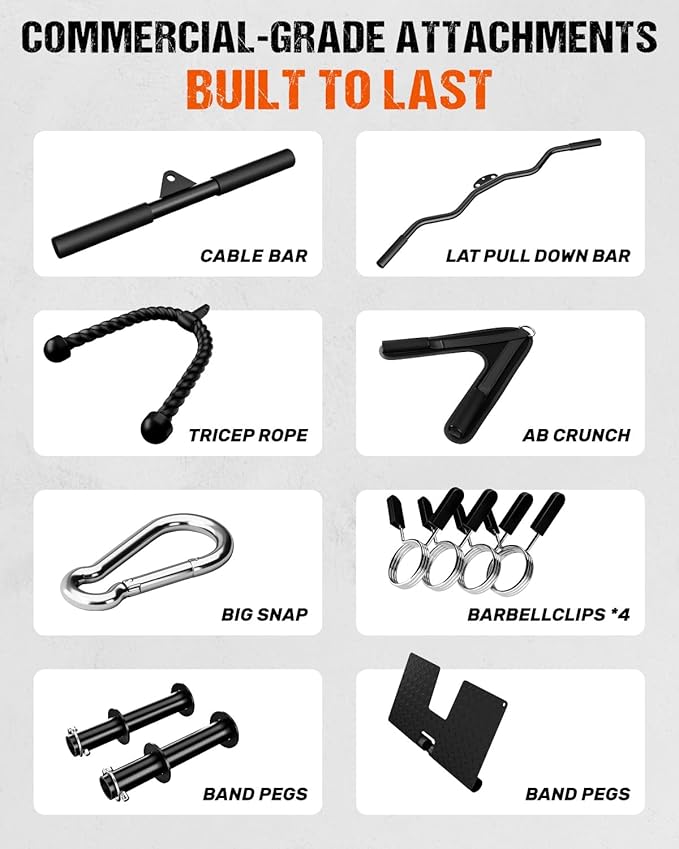 LS01 LAT Pulldown Machine, LAT Row Cable Machine with AB Crunch, LAT Tower with Cable Row Attachments, 3 in 1 Pulley Stations for Home Gym-StrideForce Fitness