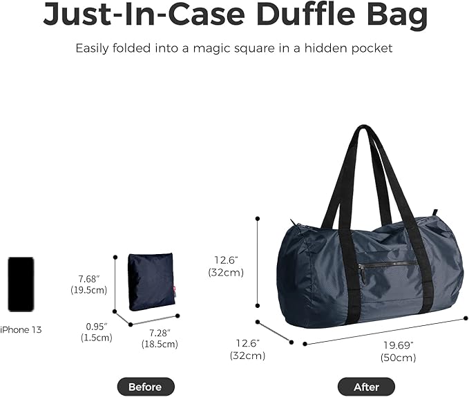 pack all Lightweight Travel Duffel Bag, Water-Resistant Sports Gym Bag, 32L Foldable Weekender Bag for Fitness, Hiking and Camping (Navy Blue)-StrideForce Fitness