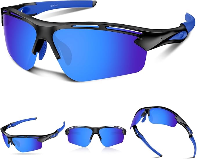 Polarized Sports Sunglasses for Men Women,UV400 Protection Sunglass for Running Cycling Fishing Hiking TR90-StrideForce Fitness