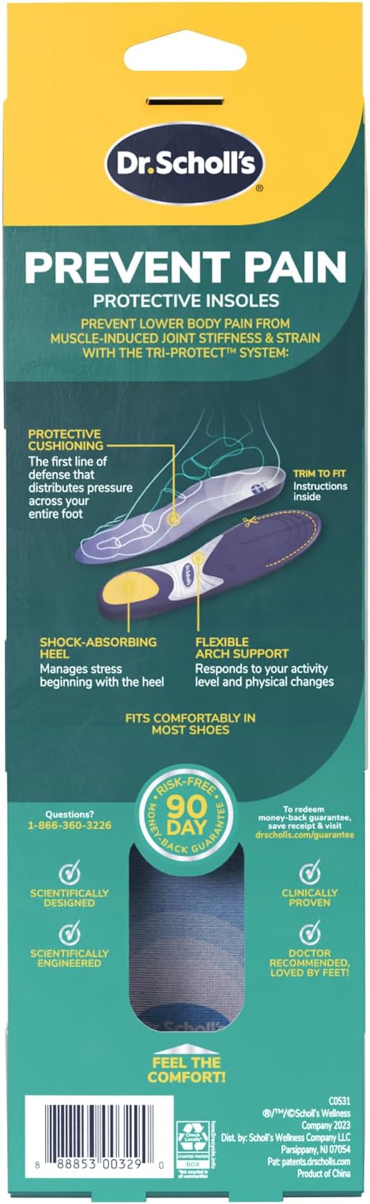 Dr. Scholl’s Prevent Pain Insoles for Women, Size 6-10, 1 Pair: The Only Proven Insole to Prevent Lower Body Pain - Arch Support Shoe Inserts for Women, Protect Against Lower Back, Knee and Foot Pain-StrideForce Fitness