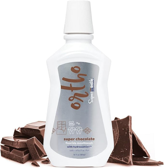 SuperMouth® Ortho Mouthwash – Fluoride + Nano-Hydroxyapatite, Vitamins D3 & K2, Prebiotics, Alcohol-Free, Alkaline pH, Protects Teeth with Braces & Aligners, Reduces White Spots, Tasty Flavors