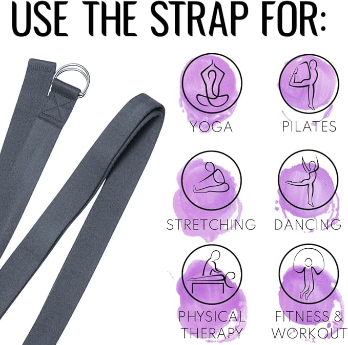 TECEUM Yoga Strap & Mat Strap – 2 IN 1 – Cotton – 6 ft 8 ft 10 ft (30+ colors) – Adjustable Non-Slip Belt for Yoga, Pilates, Stretching, Physical Therapy, Fitness & Home Workout – For Carrying Mats-StrideForce Fitness