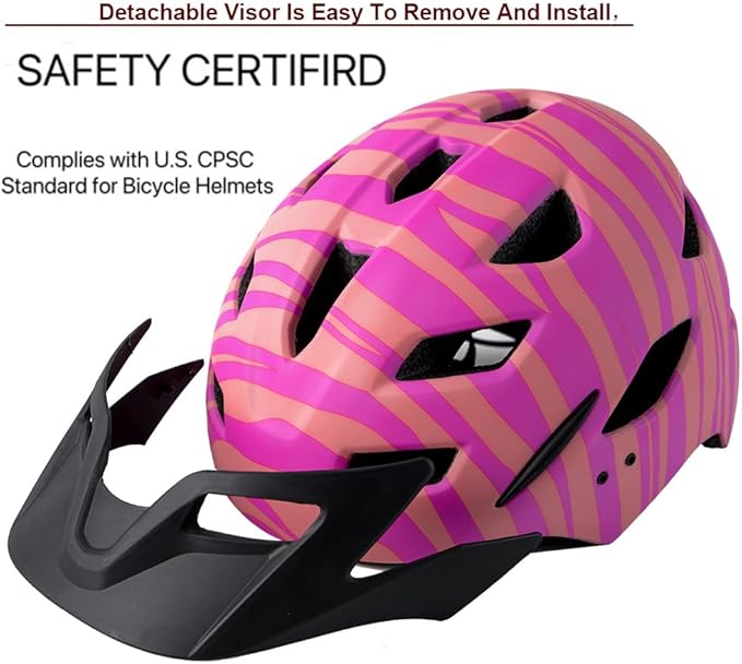 Kids Bike Helmet,Bavilk Kids Boys Girls Bike Helmets with LED Light Detachable Visor Children Youth Teen Multi-Sport for Skating Cycling Scooter Skateboard Adjustable & Lightweight 19.7"-22.4"-StrideForce Fitness