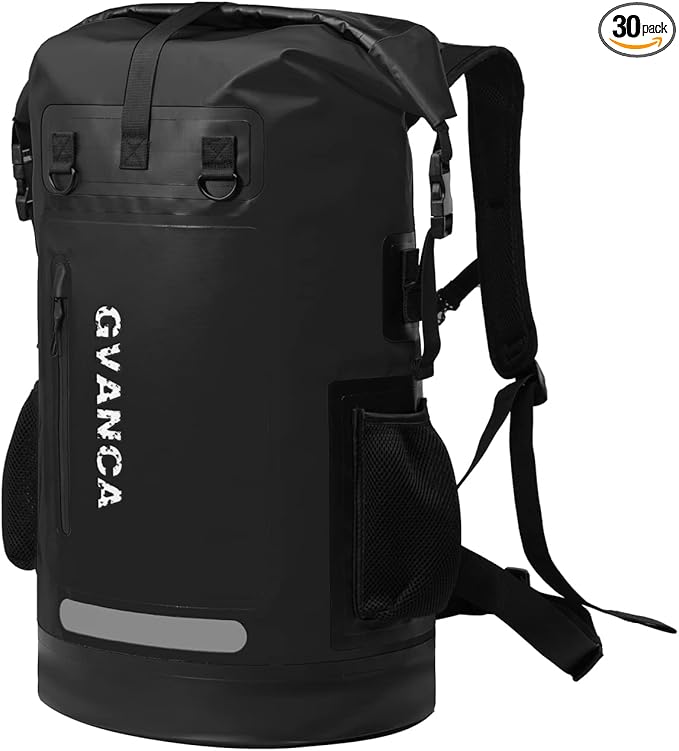 Waterproof Roll Top Kayak Dry Backpack, Floating Outdoor Dry Sack Boating Sailing Canoeing Rafting Fishing Camping 55L Black-StrideForce Fitness