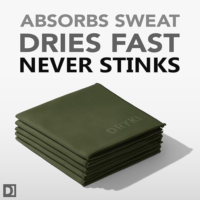 Pocket-Sized Sweat Towels - The Original Sweat Absorbing Handkerchiefs - Quick-Dry Microfiber Sweat Rags for Face, Hands, & Body - Men & Women - Gym, Sports, and Work (Green: 5 Pack)-StrideForce Fitness