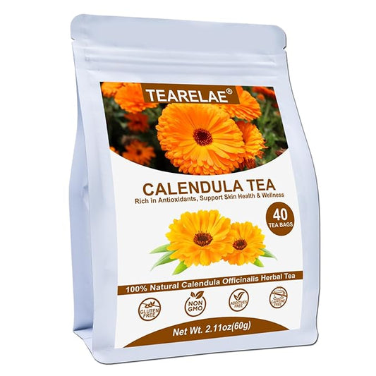TEARELAE - Premium Calendula Flowers Tea Bags - 1.5g x 40 Count - Natural Calendula Tea Cut & Sifted - Non-GMO - Caffeine-free - Digestion Support & Improve Skin Health-StrideForce Fitness