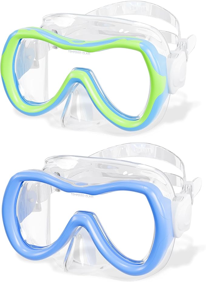 Aegend Kids Swim Mask Goggles, Tempered Glass 180° HD Wide View with Nose Cover-StrideForce Fitness