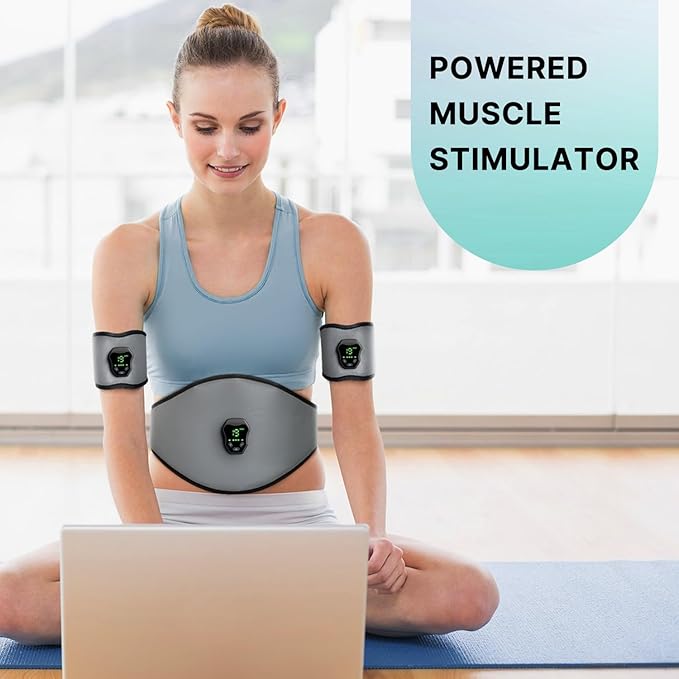 NEWPINE Fitness Belt, Powered Muscle Stimulator for Home Use, for Muscle Conditioning Grey-StrideForce Fitness