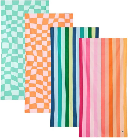 Dock & Bay Beach Towel - Quick Dry, Sand Free - Compact, Lightweight - 100% Recycled - Includes Bag - Tangerines & Greens - Set of 4 - Extra Large (200x90cm, 78x35)-StrideForce Fitness