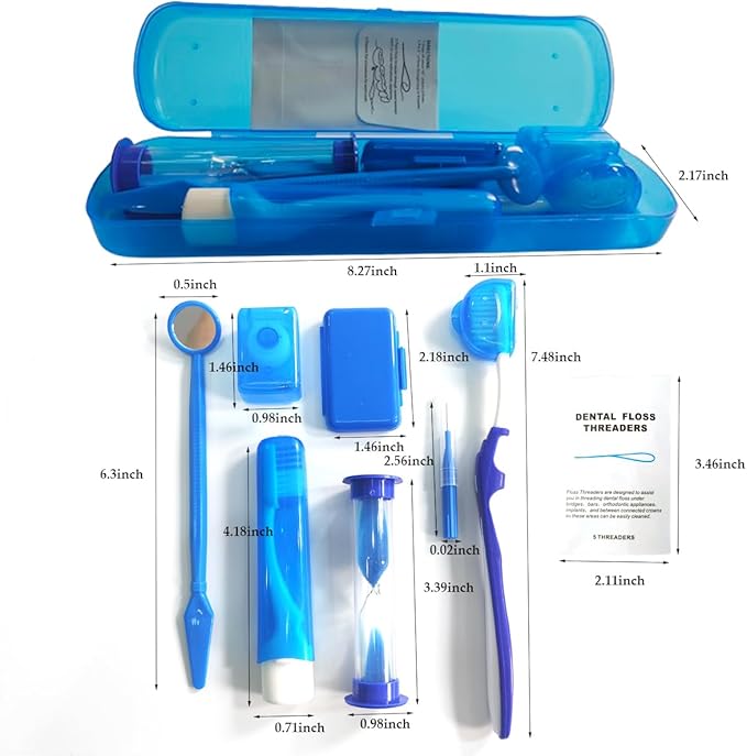 8Pcs Braces Cleaning Kit Portable Orthodontic Oral Care Kit for Teeth Interdental Brush Brace Wax Dental Floss Oral Mirror