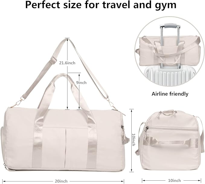 MABROUC Duffle Bag For Women, Sports Duffel Bag for Gym with Wet Pocket & Shoe Compartment, Overnight Weekender Travel Bag-StrideForce Fitness