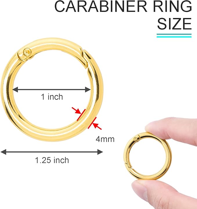 10 Pack 1 Inch Gold Spring O Rings, Metal Keychain Ring Round Carabiner Clips for Replacement Purse Ring Hardware, Keyrings Buckles, Paracord Keychain Lanyard, Home Car Keyrings Attachment-StrideForce Fitness
