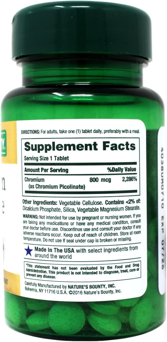 Nature's Bounty Mega Chromium Picolinate 800 mcg tablets 50 ea (Pack of 5)-StrideForce Fitness