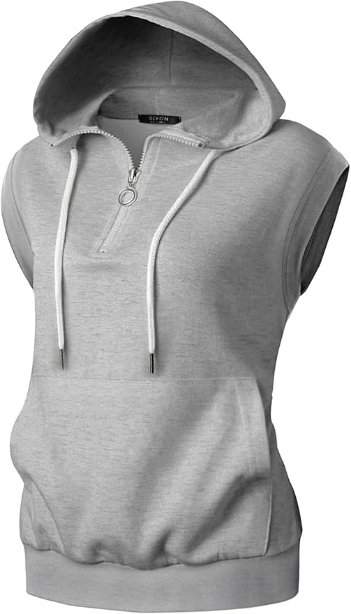 GIVON Women's Lightweight Hooded Vest Sleeveless 1/4 Zip Pullover Casual Hoodie Sweatshirt with Pockets