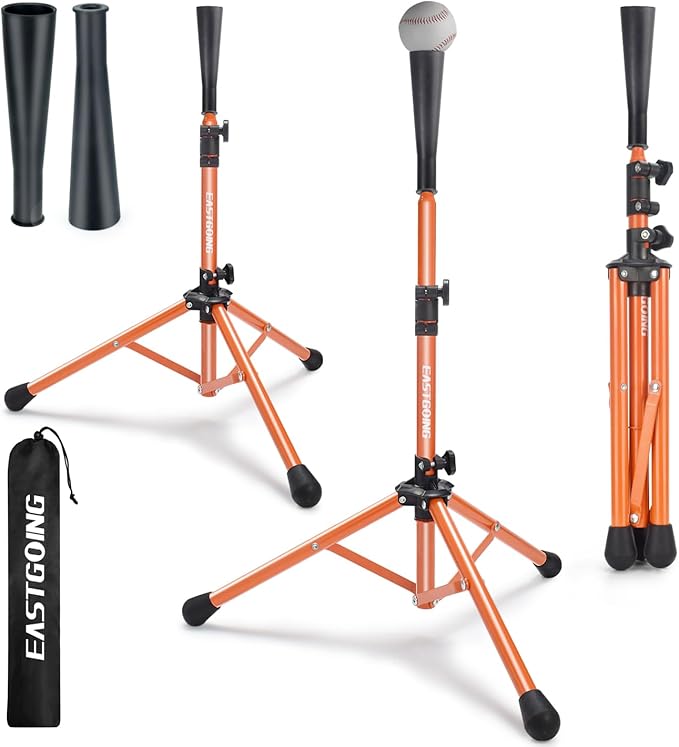 Eastgoing Heavy Duty Baseball and Softball Portable Travel Batting Tee.Adjustable Height|Portable|Collapsible. Baseball Hitting Tee for Any Age Player Practice-StrideForce Fitness