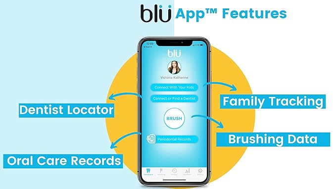 Blu Smart Bluetooth Enabled Kids Toothbrush with Live Tracking App to Teach Children Healthy Brushing Habits, Share Results with Your Dentist, Wireless Rechargeable Electric (Pink)