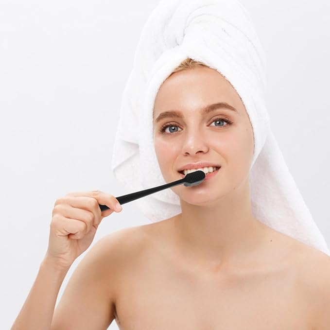 balacoo 4Pcs Soft Bristle Adult Toothbrush Ergonomic Folding Travel Toothbrushes for Sensitive Gums Comfortable Non-Slip Handle Portable Oral Care Random Color