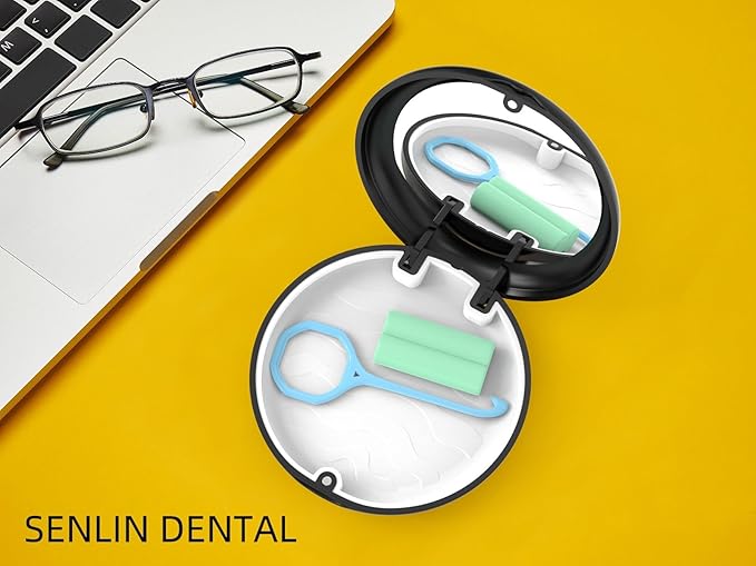 2 Pack Retainer Case with Mirror, Fashion Orthodontic Slim Night Guard Cases, Portable Mouth Guard Storage Case for Travel
