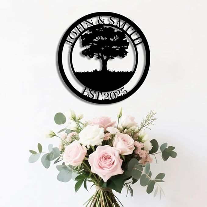 Tree of Life Metal Name Sign | Custom Metal Signs | Personalized Wall Art | Wedding Gift Indoor Decor Gift for Women, Men, Wife, Parents, Couple-StrideForce Fitness