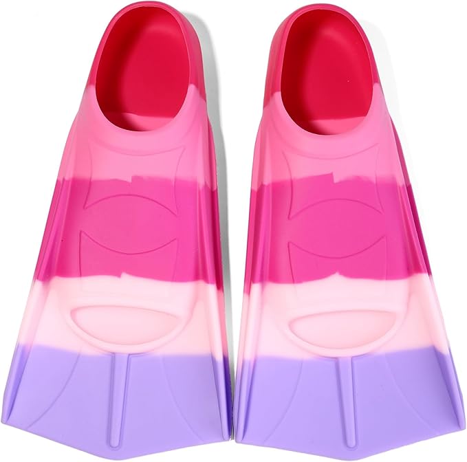 Kids Swim Fins,Short Kids Fins Youth Swimming Flippers for Lap Swimming Training for Children Girls Boys Beginners-StrideForce Fitness