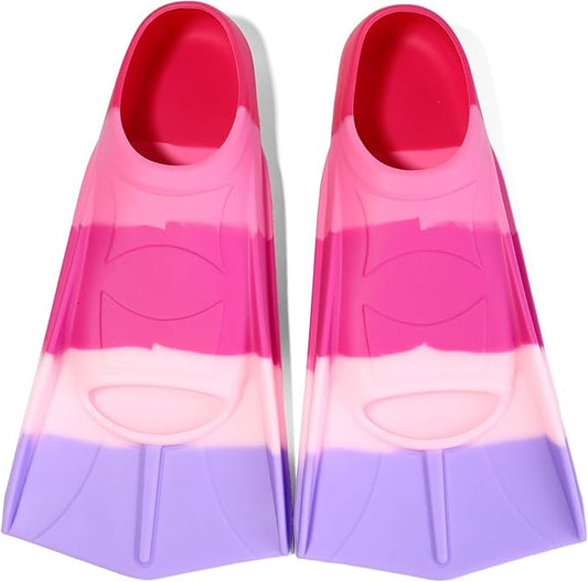 Kids Swim Fins,Short Kids Fins Youth Swimming Flippers for Lap Swimming Training for Children Girls Boys Beginners-StrideForce Fitness