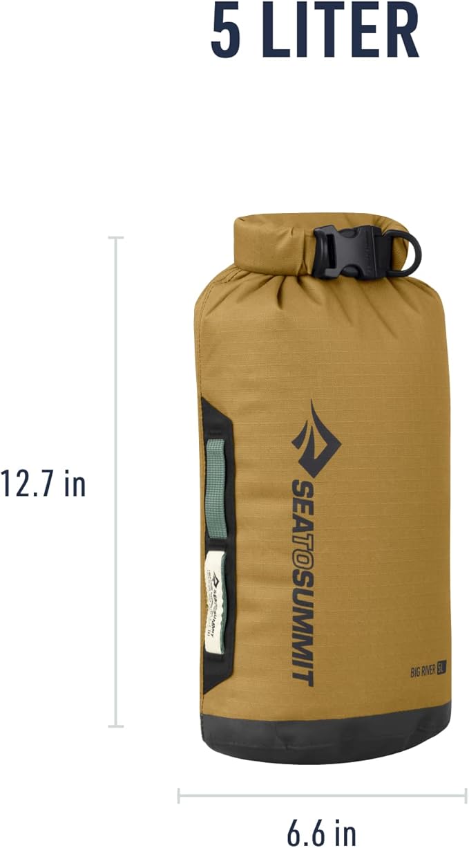 Sea to Summit Big River Dry Bag, Heavy-Duty Dry Storage, 5 Liter, Gold Brown-StrideForce Fitness