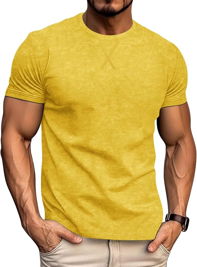 LOGEEYAR Men's Athletic Washed T-Shirts Basic Crew Neck Tees Tops Causal Distressed Cotton T Shirts for Men-StrideForce Fitness