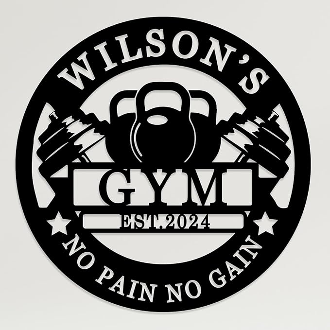 Personalized Motivational Gym Wall Art, Custom Monogram Decor, Vintage Metal Sign for Home Gym, Room Decor-StrideForce Fitness