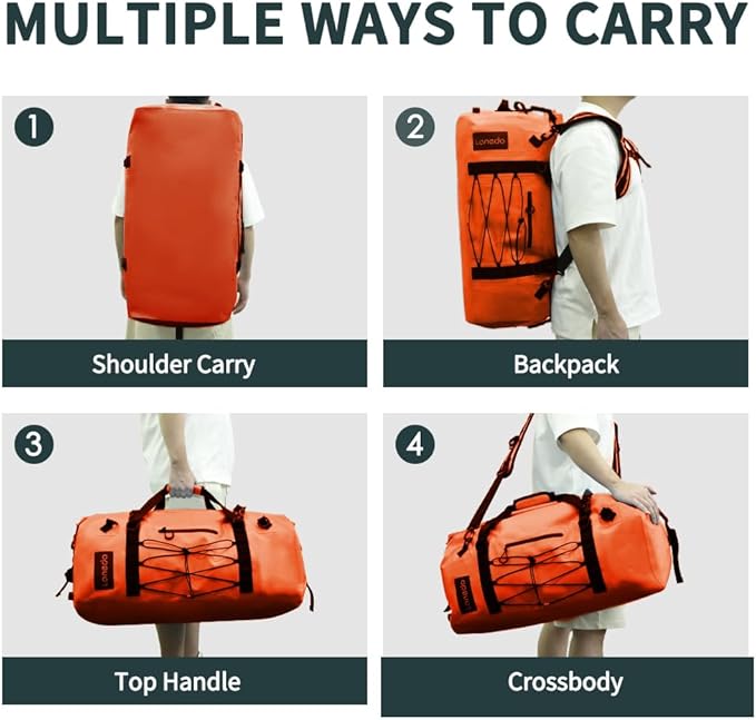 80L Dry Bag Large Waterproof Bag Roll-Top Heavy Duty Fishing Duffel Bag with Durable Straps & Handles for Kayaking Paddle boarding Boating Rafting Fishing-StrideForce Fitness