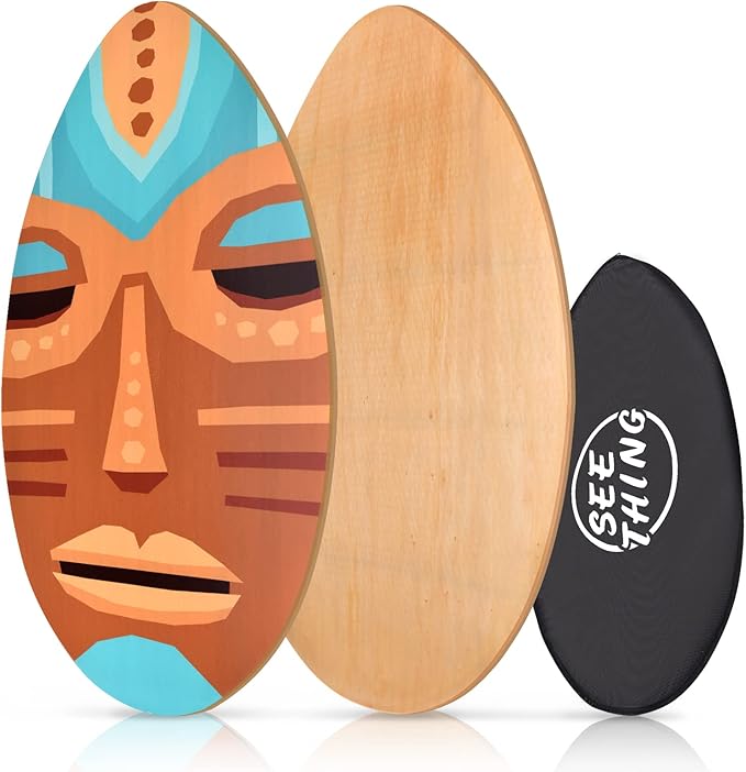seething 35 Inch Skimboard with High Gloss Coat Wood Skim Board for Beginners,Kids, Teenagers, Adults and All Skimming-StrideForce Fitness
