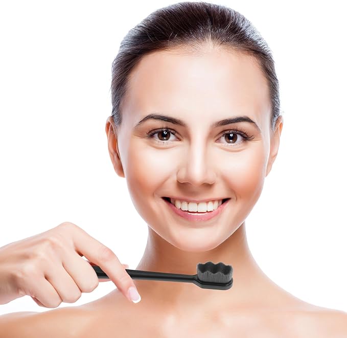 Extra Soft Bristle Toothbrushes for Adults and 4pcs, Small Head Manual Toothbrushes with Black Handle, Gentle on Gums for Sensitive Teeth and Daily Oral Care Random Random Color