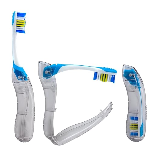 GUM Folding Travel Toothbrush - Compact Head + Tongue Cleaner - Soft Bristled Travel Toothbrushes for Adults 1ct (Pack of 6)