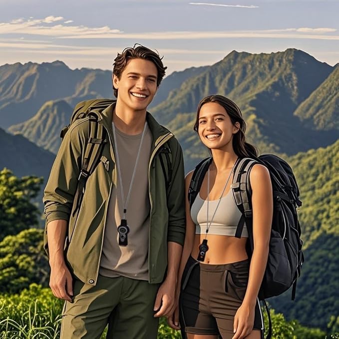 7 in 1 Emergency Survival Whistle with Compass, Outdoor Multi-Functional Hiking Safety Tool with Lanyard-StrideForce Fitness