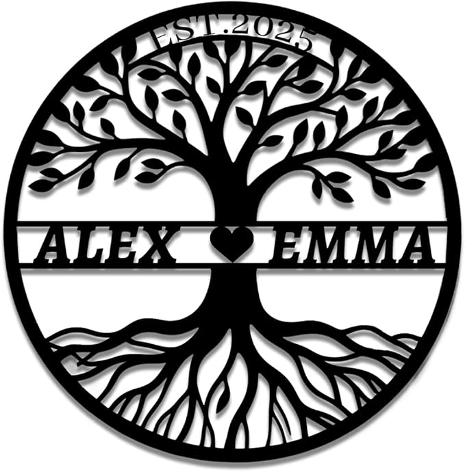 Personalized Tree of Life Metal Name Sign | Custom Metal Signs | Family Wall Art | Wedding Gift & Anniversary | Indoor Decor Gift for Women, Men, Wife, Parents, Couple-StrideForce Fitness