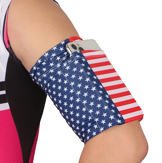 Running Phone Armband for Men Women,Universal Arm Bands for Phones Below 7.5 Inches,Waterproof Cell Phone Armband for Hiking,Running,Cycling,Climbing(Star Stripes L)-StrideForce Fitness