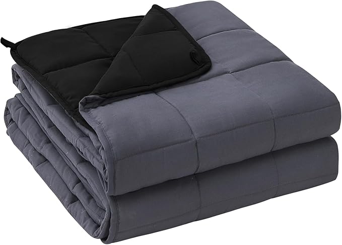 yescool Weighted Blanket for Adults (25 lbs, 60" x 80", Grey& Black) Cooling Heavy Blanket for Sleeping Perfect for 240-260 lbs, Queen Size Breathable Blanket with Premium Glass Bead, Machine Washable-StrideForce Fitness